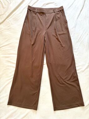 Halara Flex Wide Leg Work Pants Brown High Rise Stretch L